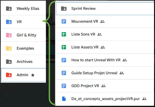 VR Folder and content