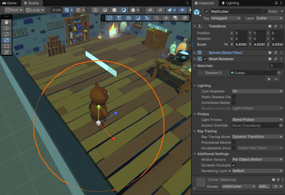 Cutter object setup on the player