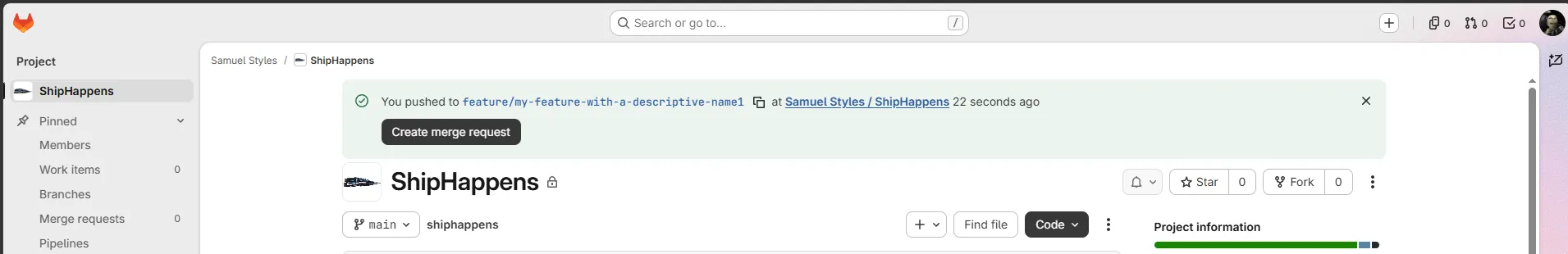 GitLab Create Merge Request button