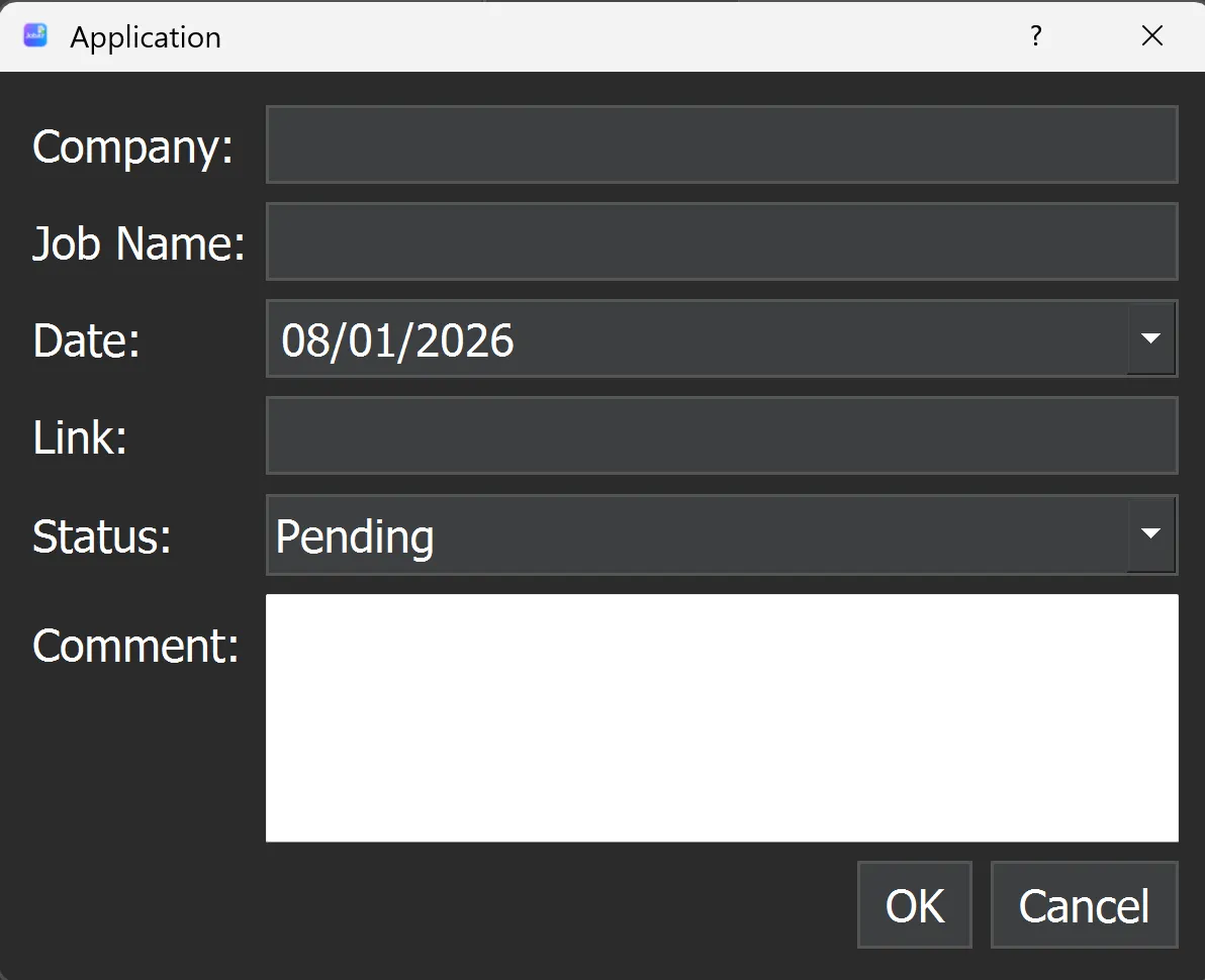 Add Application dialog