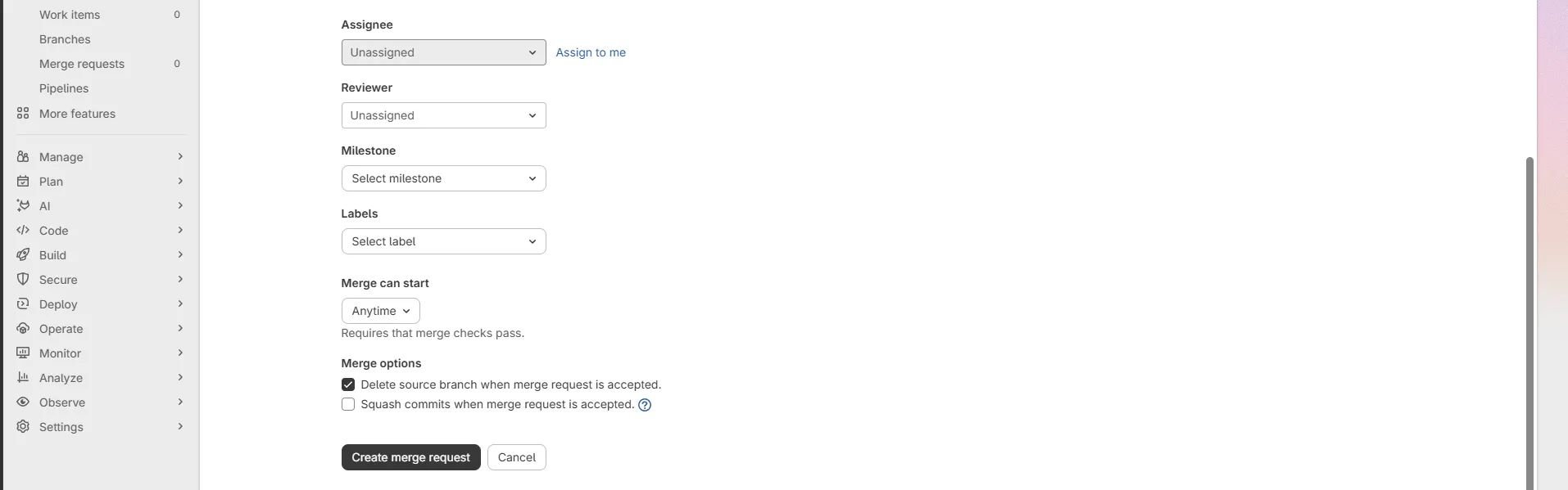 GitLab MR assignee field