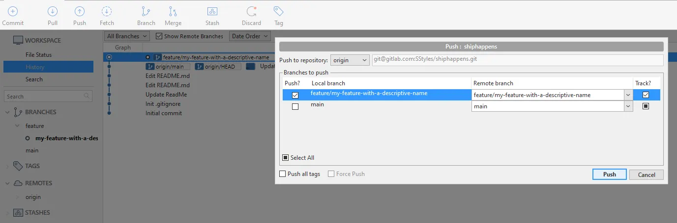 SourceTree Push dialog